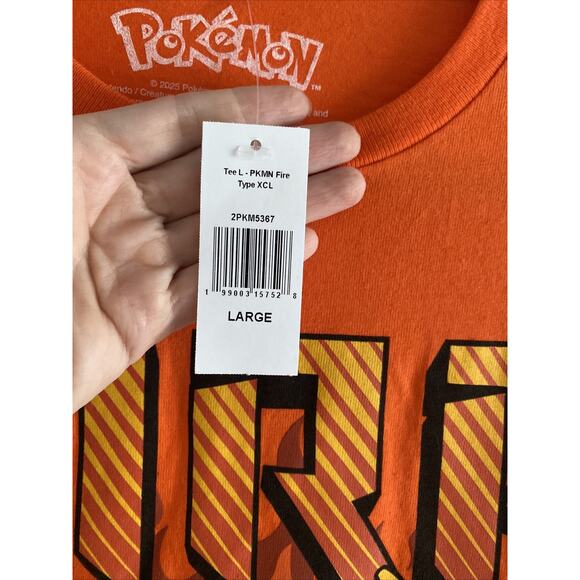 Pokemon Mens Large Orange Fire Pokemon Short Sleeve Graphic Tee NEW - Picture 3 of 5